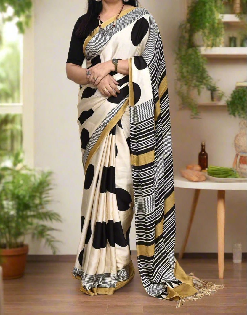 Ajrakh Modal Silk Saree