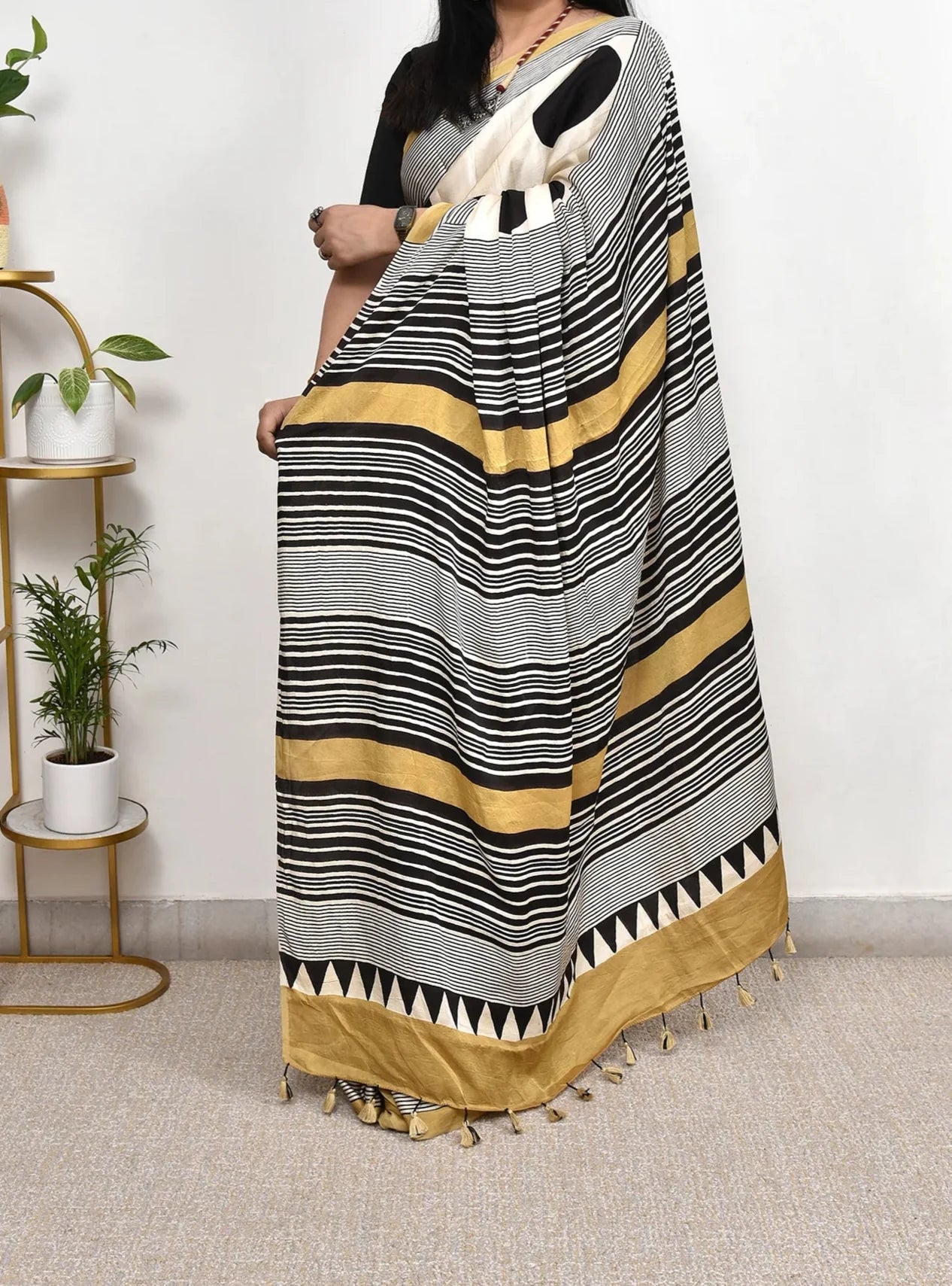 Ajrakh Modal Silk Saree