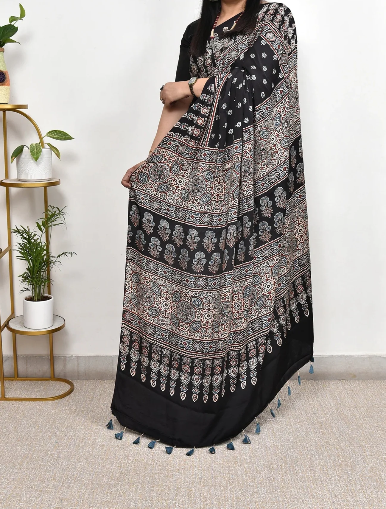 Ajrakh Premium Semi Gaji Silk Saree