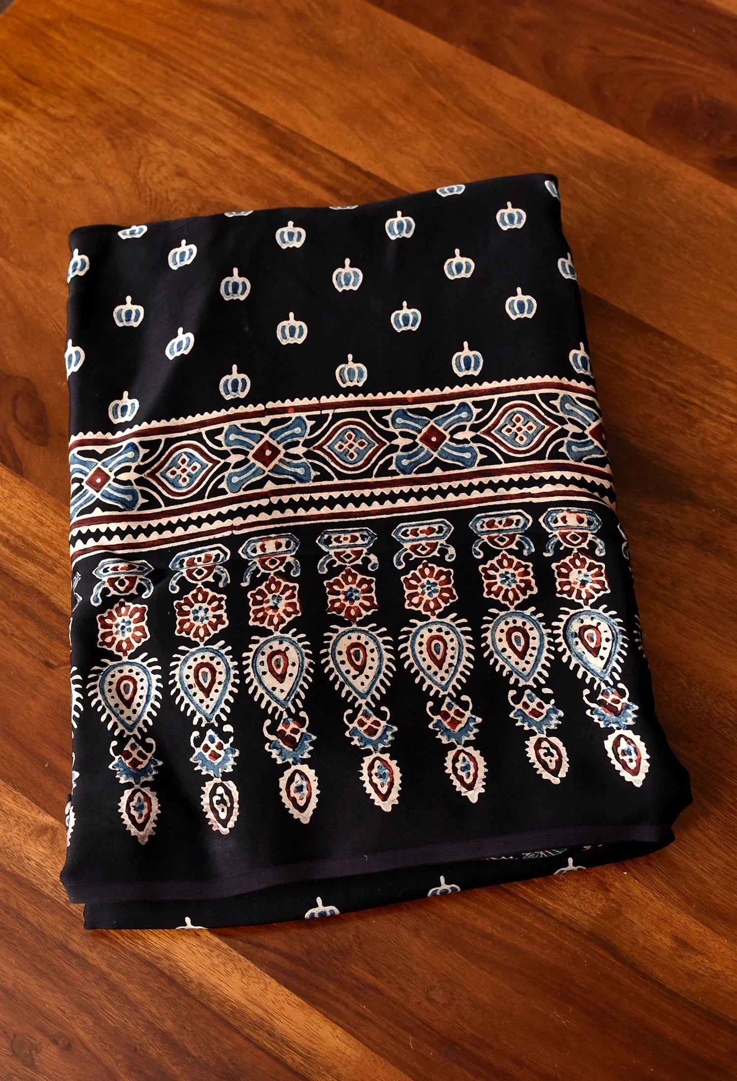 Ajrakh Premium Semi Gaji Silk Saree